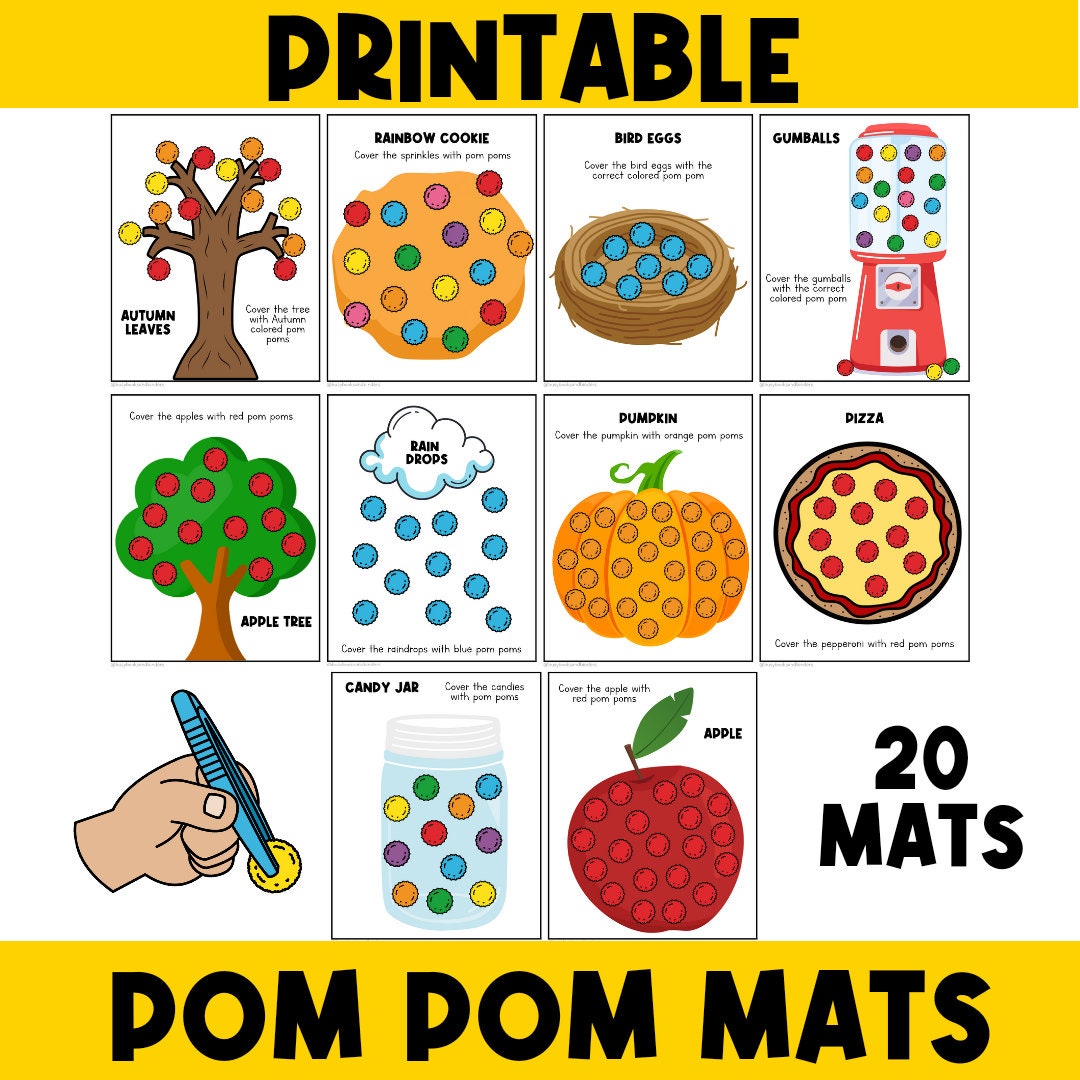 physical-copy-pom-pom-activities-busy-book-colors-autism-preschool-fine-motor-skills-kindergarten-homeschool-learning-folder-etsy
