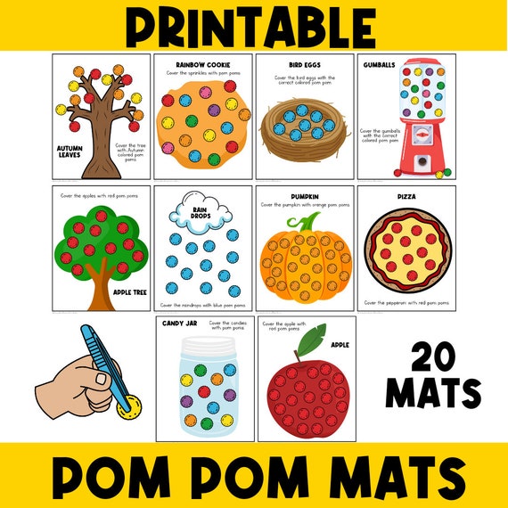 PHYSICAL COPY: Pom Pom Activities | Busy Book | Colors | Autism | Preschool | Fine Motor Skills | Kindergarten | Homeschool Learning Folder