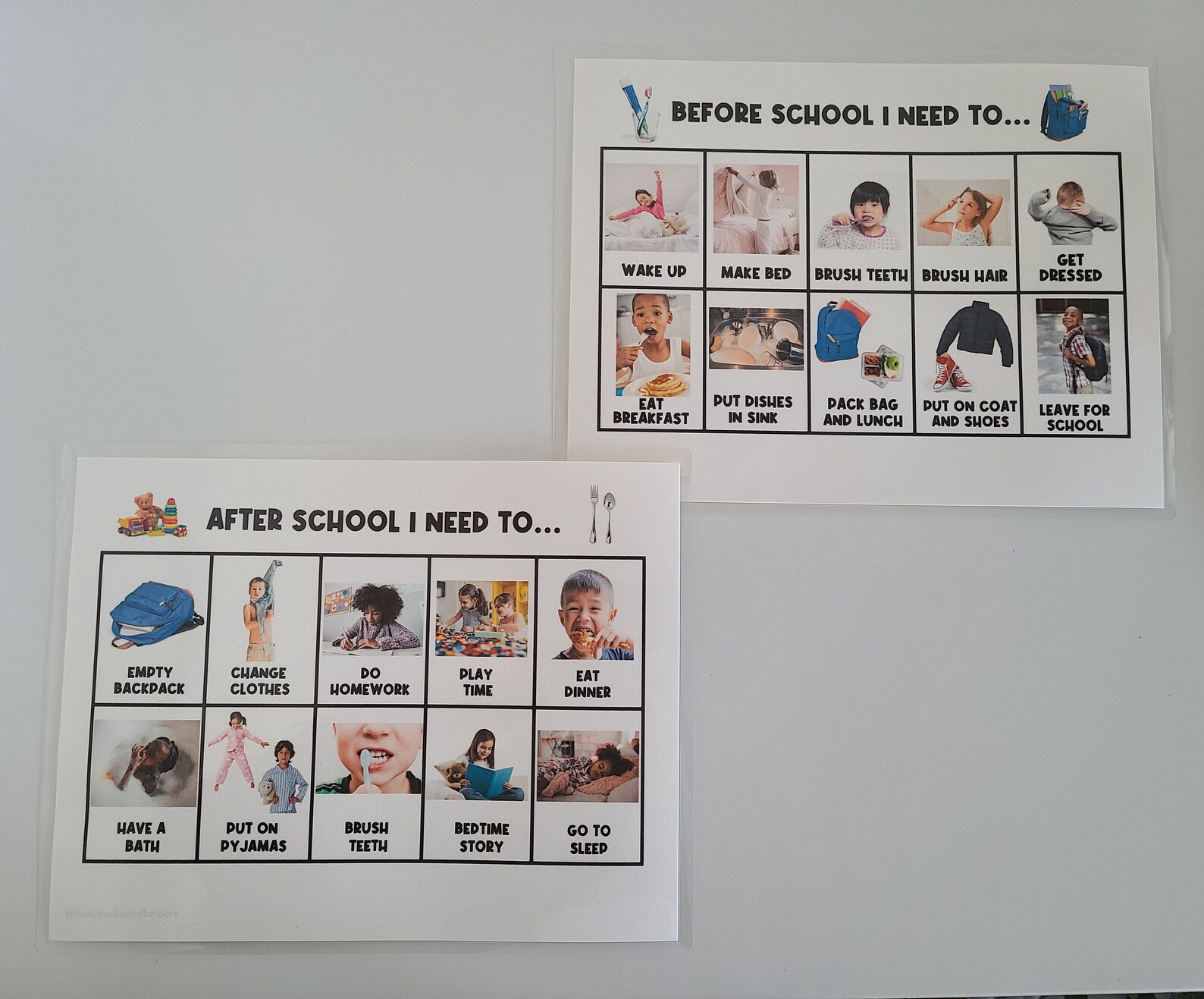 Before School Routine Chart Items PHYSICAL COPY: Real Pictures Before School | After School Routine Chart ...