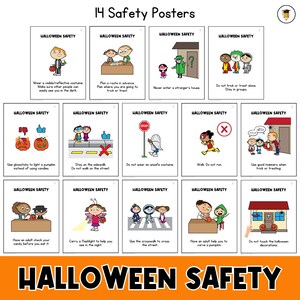 Halloween-veiligheidsposters | Halloween-afdrukken | Flitskaarten | Gedrag | Halloween