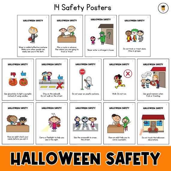 Halloween Safety Posters | Halloween Printables | Flashcards | Behavior | Halloween