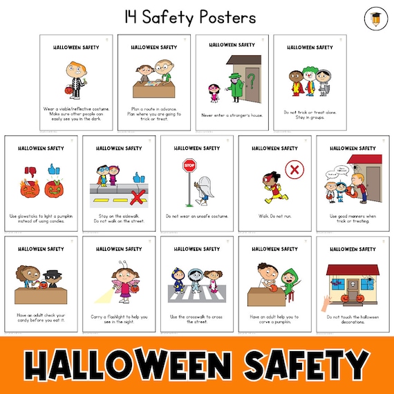 Halloween Safety Posters | Halloween Printables | Flashcards | Behavior | Halloween