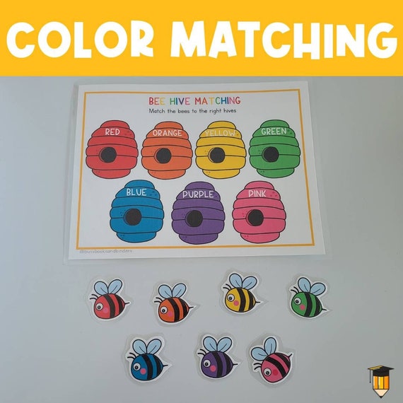 COLOR MATCHING | Sorting Activities | Bees | Learn Colours | Preschool Busy Book | Toddler | Homeschool | Summer | Spring | Download