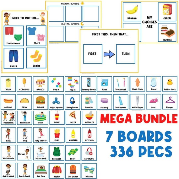 7 BOARDS + 336 CARDS | First Then Board | Visual Aid | Visual Schedule | Toddler Behaviour | Communication | Task Card | Special Needs | ASD