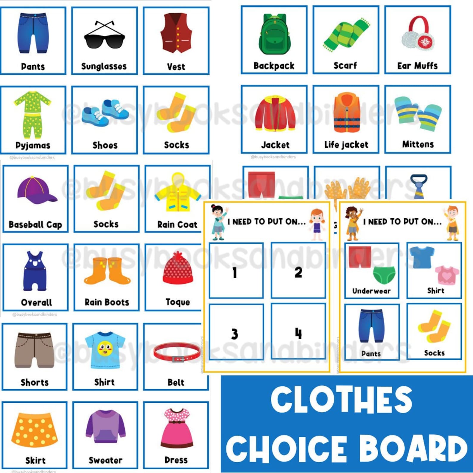 Clothes Choice Board Clothing PECS Visual Aid Schedule - Etsy