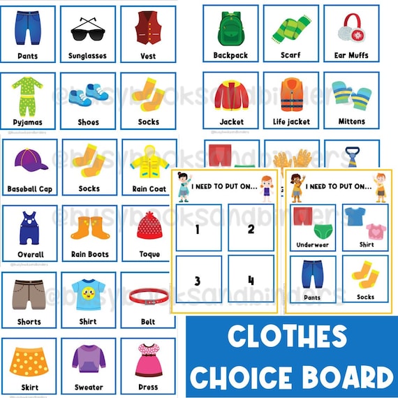 51 CLOTHING PICTURE CARDS | Clothes | Visual Aid Schedule | Choice Board | Task Card | Special Needs | Autism | First Then | Daily Routine |