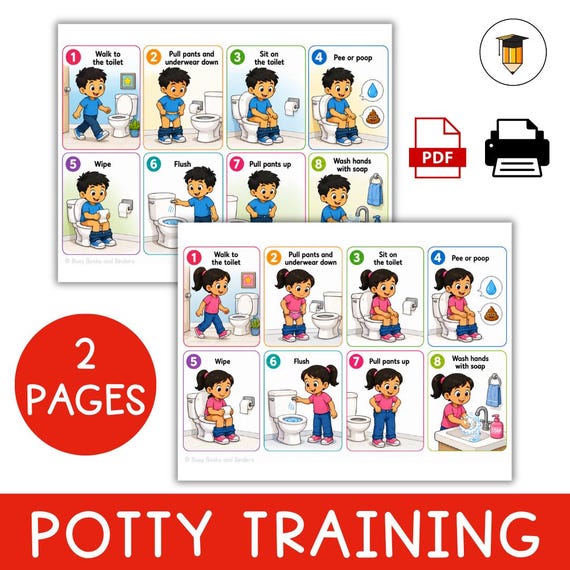 TODDLER POTTY CHART | Visual Aid | Chart | Preschool | Toilet Training | Task Card | Special Needs | Autism | Homeschool | Washroom