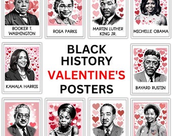 30 affiches de la Saint-Valentin | de l'histoire des Noirs | Présentoir pour babillard | Décoration histoire des Noirs | Afro-américain | Affiche imprimable