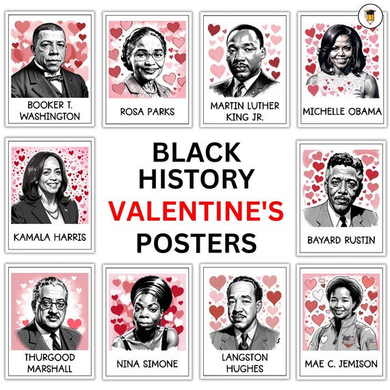 30 Valentine's Day Posters | Black History Poster | Bulletin Board Display | Black History Decor | African American | Printable Poster