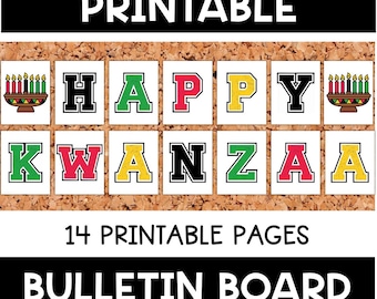 Joyeux Kwanzaa | Présentoir pour tableau d'affichage Kwanzaa | Décoration histoire des Noirs | histoire afro-américaine | Bannière imprimable | Signe kwanzaa