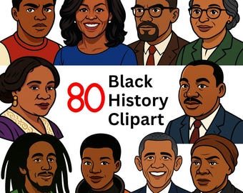 80+ CLIPART HISTOIRE DES NOIRS | Présentoir pour tableau d'affichage | Décoration histoire des Noirs | histoire afro-américaine | Imprimable | png | Photos