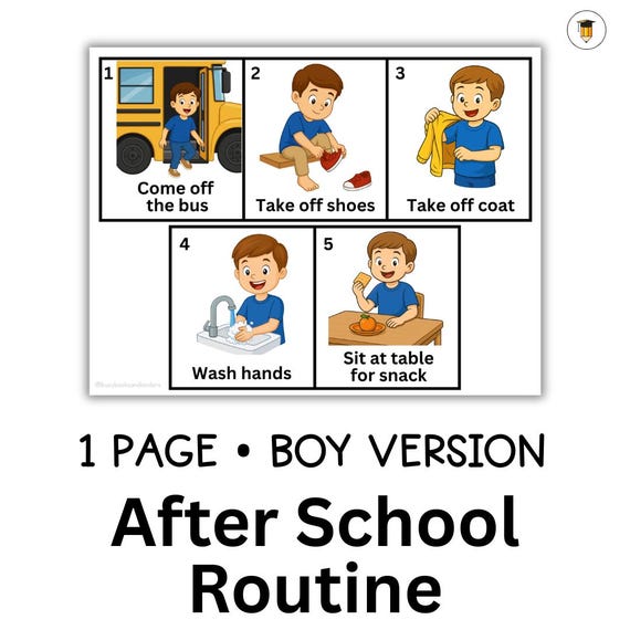 Printable After School Routine Chart | Afternoon Daily Routine | Visual Aid | Visual Schedule | Toddler | Children