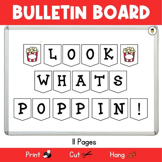 Popcorn Bulletin Board | Door Decor | Classroom Poster | Printable Banner | Daycare | Parent Board | Residence | College Dorm | Info Board