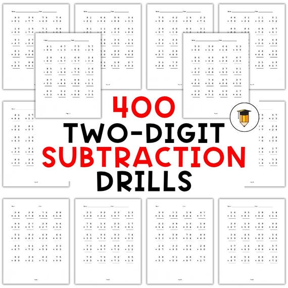 Two-Digit Subtraction Math Worksheets | Addition Worksheets | Math Drills Worksheets | Counting | Numbers | Math Centers | Download PDF