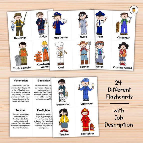 24 Community Helpers Flashcards | Social Studies Posters | Classroom Decor | Preschool | Kindergarten | Letters | Anchor Chart | Jobs