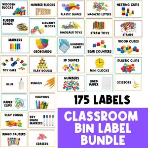 175 REAL PICTURES BUNDLE: School Supplies and Bin Labels |  Bin Label  | Printable Signs | Stationary  Storage | Organization | Classroom |