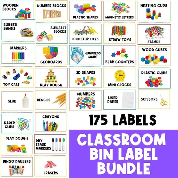 175 REAL PICTURES BUNDLE: School Supplies and Bin Labels |  Bin Label  | Printable Signs | Stationary  Storage | Organization | Classroom |