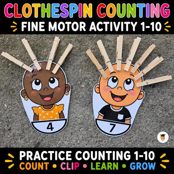 Clothespin Counting Activity 1–10 | Fine Motor Number Cards | Preschool Kindergarten Math Printable