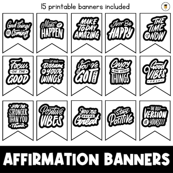 Affirmation Banners | Affirmation Station | Printable Affirmations | Positive Posters | Affirmation Bulletin Board | Affirmation Posters