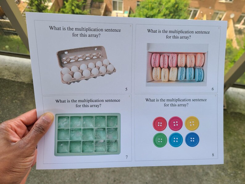 Multiplication Arrays | Math Flashcards | Real Life Pictures | Number ...
