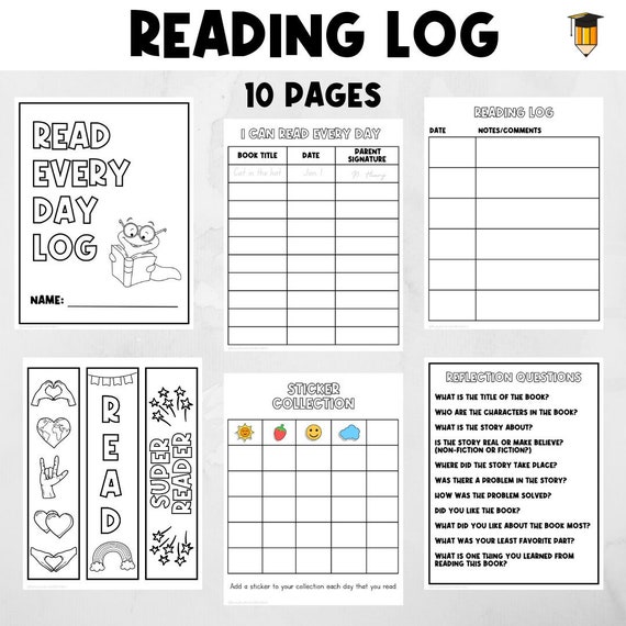 READING LOG | Read Every Day | Daily Reading | Homeschool Reading | Literacy | Printable | Book Log | Reading Folder | Kindergarten