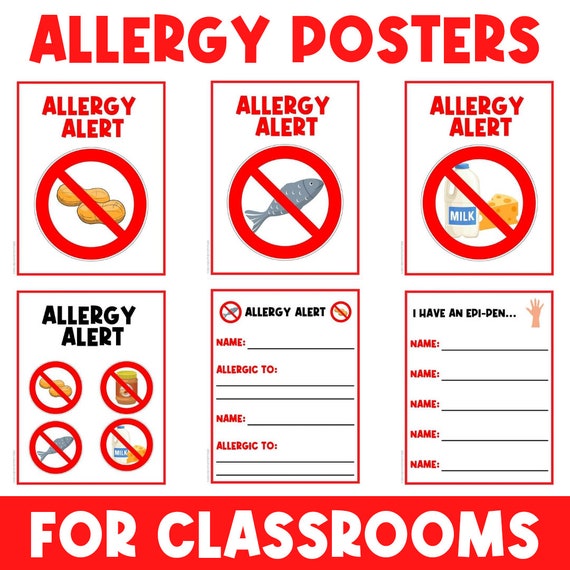 PHYSICAL COPY: Allergy Alert | Classroom Poster Signs | Decor | Visual | Printable Signs | Poster | Label | Classroom Signs | Directions