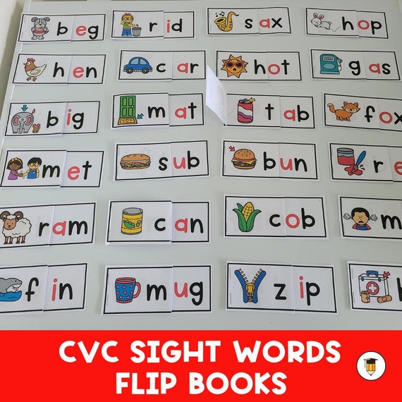 CVC FLIP BOOK | Kindergarten Sight Words | Easy Reader | Phonics | Esl Printables | Literacy | Reading | Printable Books | Kids Booklet