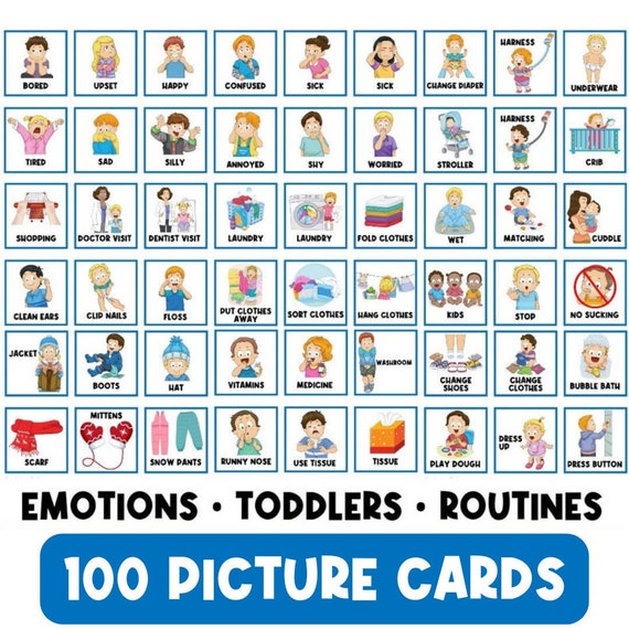 100 Picture Cards | First Then Board | Visual Aid |  Schedule  | Colors | Numbers | Task Card | Special Needs | Autism | Routines | Toddler