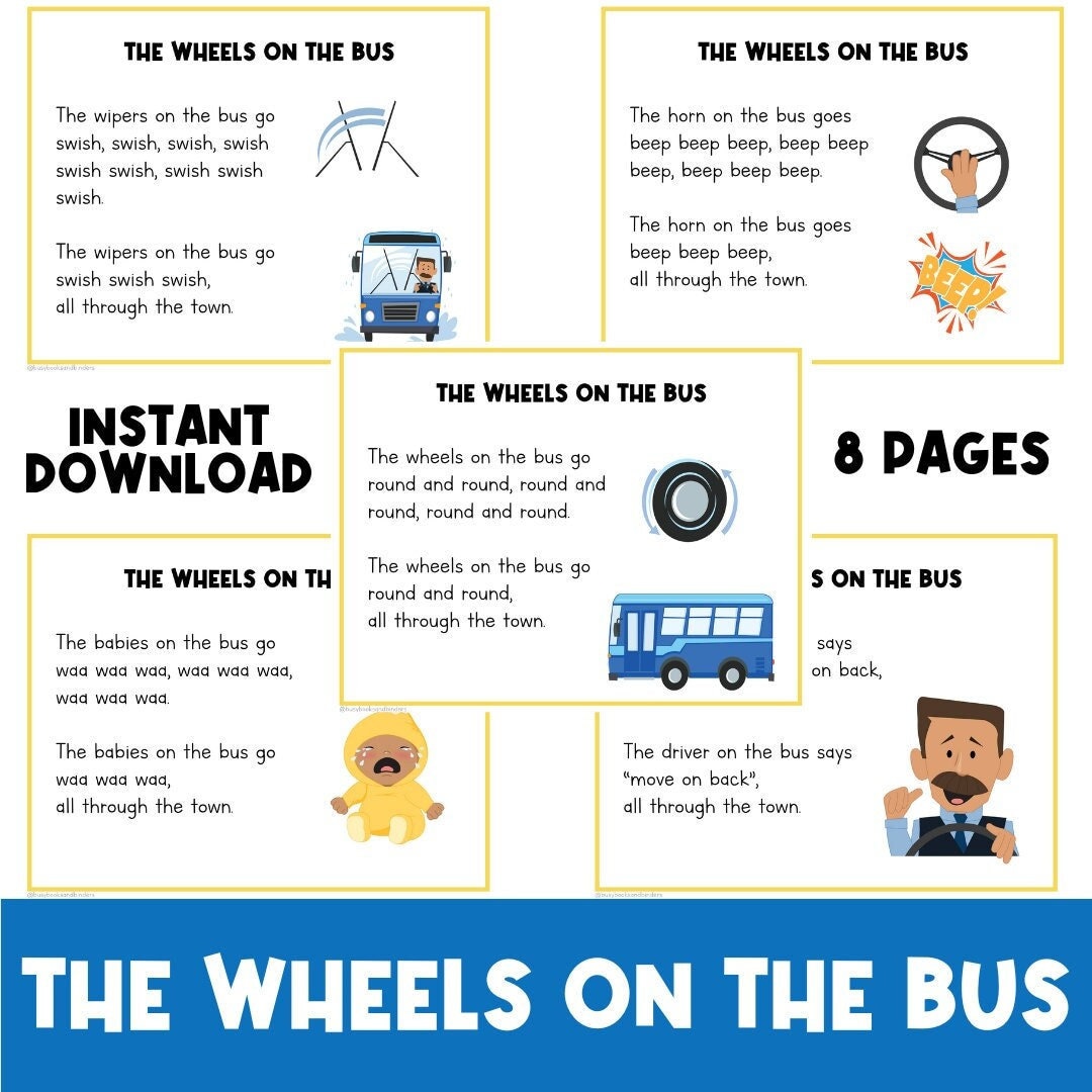 Wheels on the Bus Toddler and Preschool Activities File Folder Game