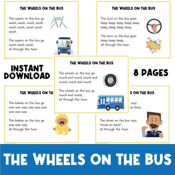 Wheels on the Bus  | Toddler and Preschool Activities | File Folder Game | Nursery Rhymes Songs | Busy Book | Children Printable