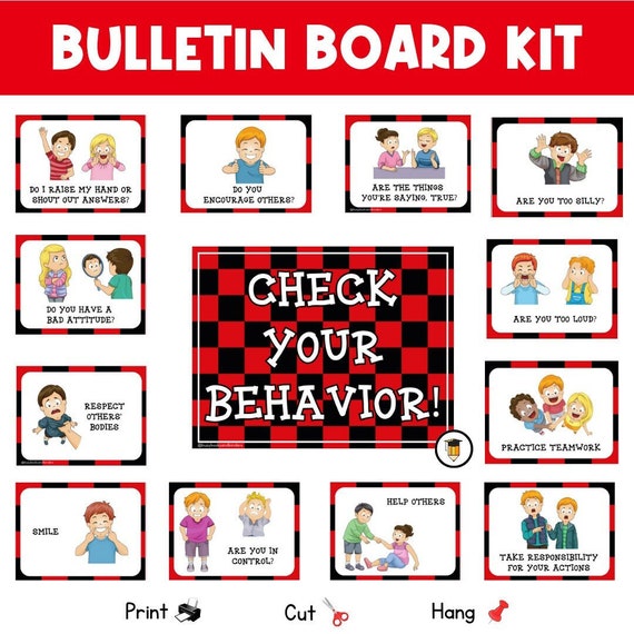 PHYSICAL COPY: Check your Behavior | Checkers Themed | Bulletin Board | Behavior Management | Behavior Printables | Classroom Posters