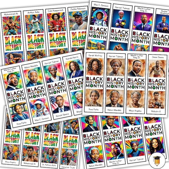 40 BOOKMARKS | Black History Bookmarks | Black History Printable | African American History | Printable Bookmark | Water Color | MLK Jr.