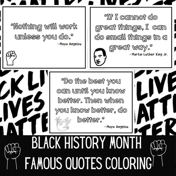 Black History Month | Coloring Page | Famous Quotes | Black Heroes | Kids Affirmations | BLM | For Black Kids | Melanin | Empowering | Print