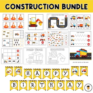 PACOTE DE CONSTRUÇÃO | Livro Ocupado | Número | Quebra-cabeças pré-escolares | Matemática do jardim de infância | Cartão de clipe | Dez Quadros | Banner de aniversário de construção