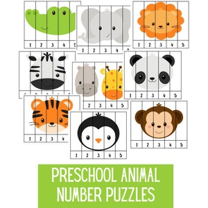 Preschool Animal Puzzle | Number Puzzles | Number Sequence Puzzles | Early Years | Count 1 to 5 | Children's Puzzles | Download | Animals