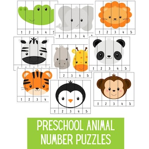 Preschool Animal Puzzle | Number Puzzles | Number Sequence Puzzles | Early Years | Count 1 to 5 | Children's Puzzles | Download | Animals