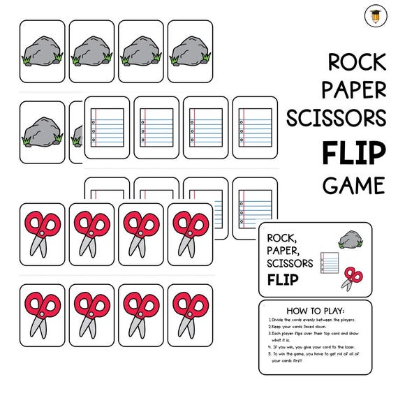Rock Paper Scissors Flip Challenge | Paper Games | Printable Activities | Challenges for Kids | Task Cards | Recess | Printable Card Game