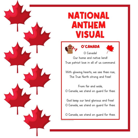 Canadian National Anthem Song | Song Lyrics | Classroom Poster | Printable Poster | Busy Book | Home School | Classroom Visuals | History