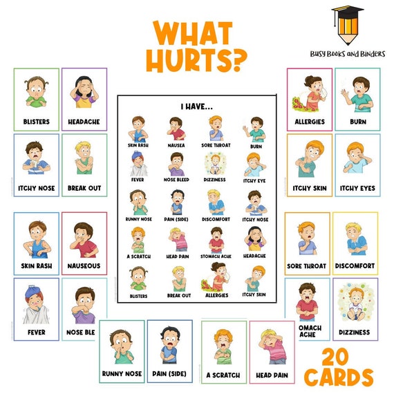 What Hurts? | Child Pain Chart | Visual Aid | Non Verbal | Toddler Chart | Communication | Special Needs | Autism  | Printable | Body Parts