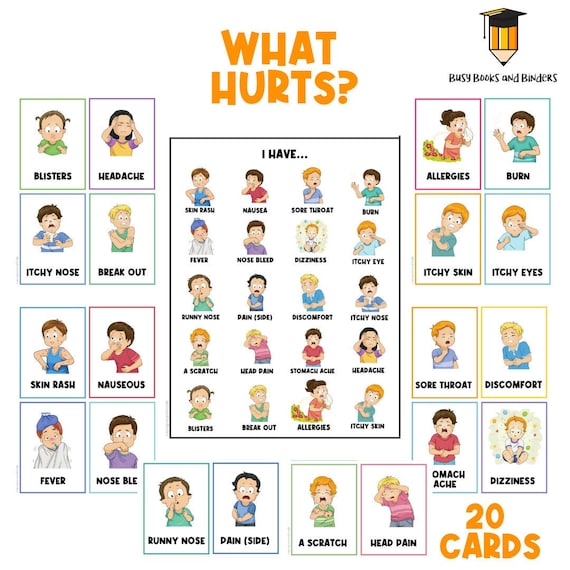 What Hurts? | Child Pain Chart | Visual Aid | Non Verbal | Toddler Chart | Communication | Special Needs | Autism  | Printable | Body Parts