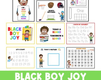 Joie du garçon noir | Lot de livres Occupé | Coloriage | Mois de l'histoire des Noirs | Autonomisation des garçons | Affirmations pour les enfants | Mélanine | Pour les garçons