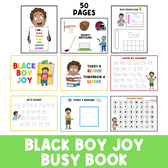 Black Boy Joy | Busy Book Bundle | Coloring Page | Black History Month | Boys Empowerment | Affirmations for Kids | Melanin | For Boys