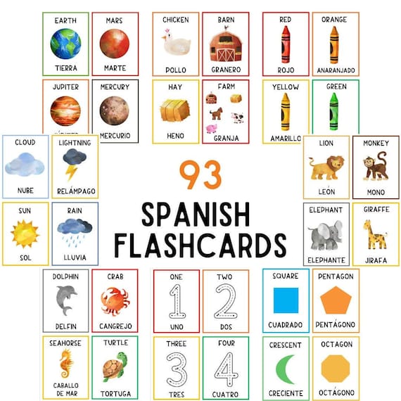 Spanish | Flashcards | Fruits | Planets | Animals | Shapes | Numbers | Colors | Weather | Busy Book | Spanish Activities | En Espanol | Kids