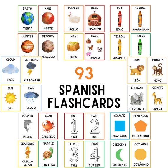 Spanish | Flashcards | Fruits | Planets | Animals | Shapes | Numbers | Colors | Weather | Busy Book | Spanish Activities | En Espanol | Kids