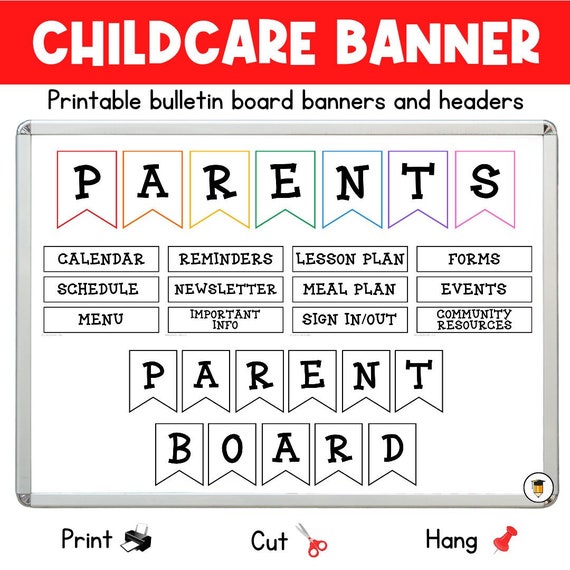 Parent Board Banner | Childcare Organization | Visual Schedule | Parent Board | Daycare Decor | Preschool Printables | Classroom Poster