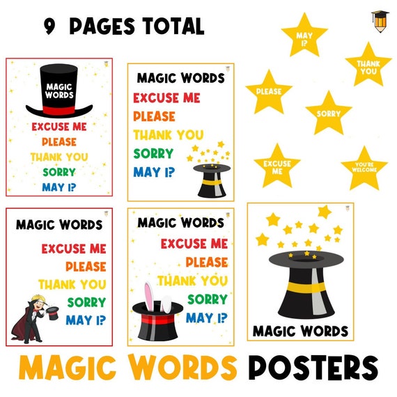 MAGIC WORDS | Classroom Poster Signs | Decor | Visual | Printable Signs | Kindergarten | Poster | Classroom Signs |  Behavior | Daycare