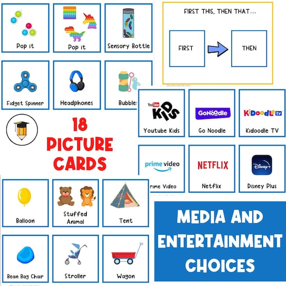 1 BOARD + 18 PICTURE CARDS | First Then Board | Visual Aid | Visual Schedule | Toddler | Behavior Chart | Task Card | Special Needs
