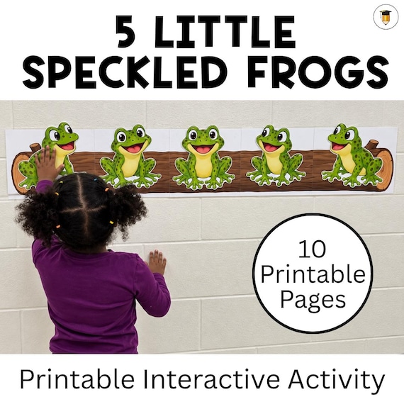 5 Little Speckled Frogs Song | Printable | Interactive Nursery Rhyme Activity | Preschool Counting | Circle Time | Large Wall Display
