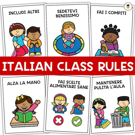 21 ITALIAN Classroom Rules Posters | Whole Body Listening | Classroom Poster | Daycare | Educational Printable | Social Skills | Autism |