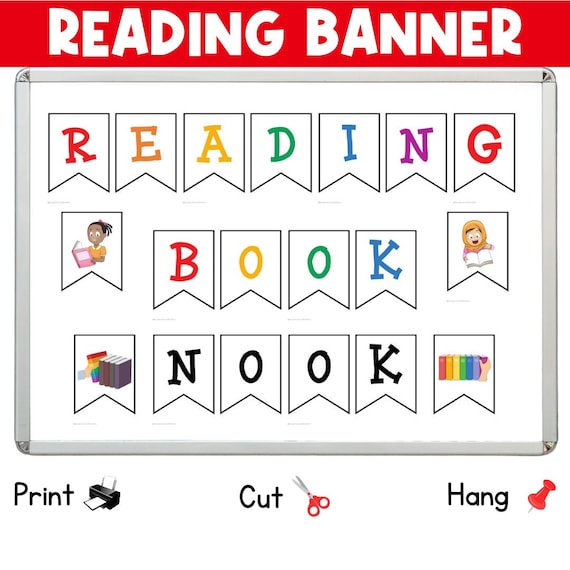 READING BANNER | Book Nook Banner | Printable Banner | Reading Corner | Classroom Decor | Library Printables | Back to School Printables